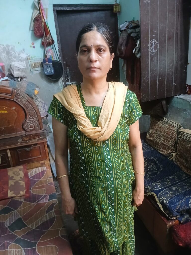 widow, sewing work, support